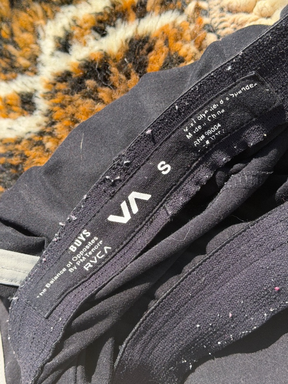 Boys RVCA Black Athletic Shorts with Gray Trim - Picture 5 of 16